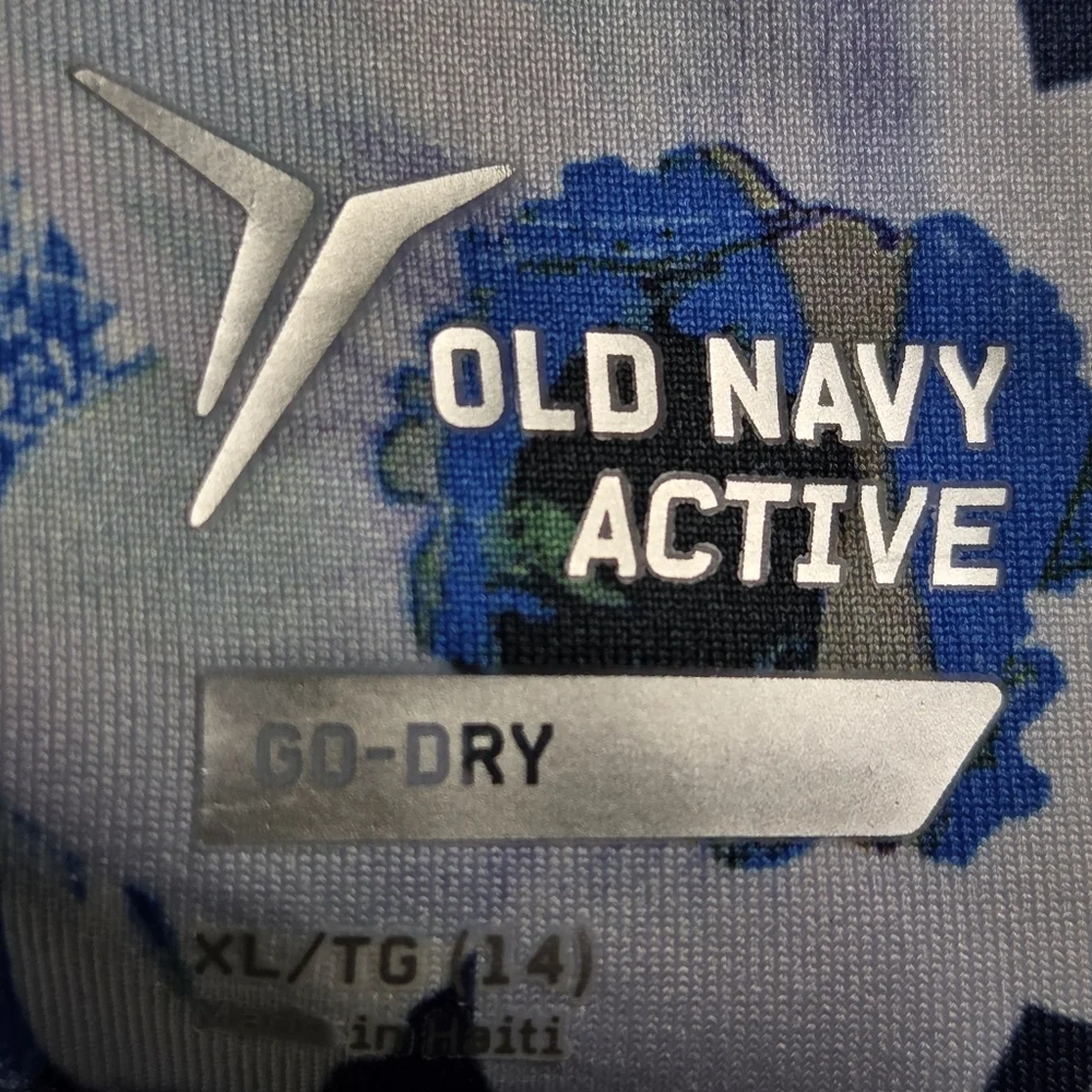 Old Navy Active GO-DRY Blue Floral Print Leggings Size XL (14)